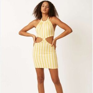 Yellow and White Striped Halter Top Dress